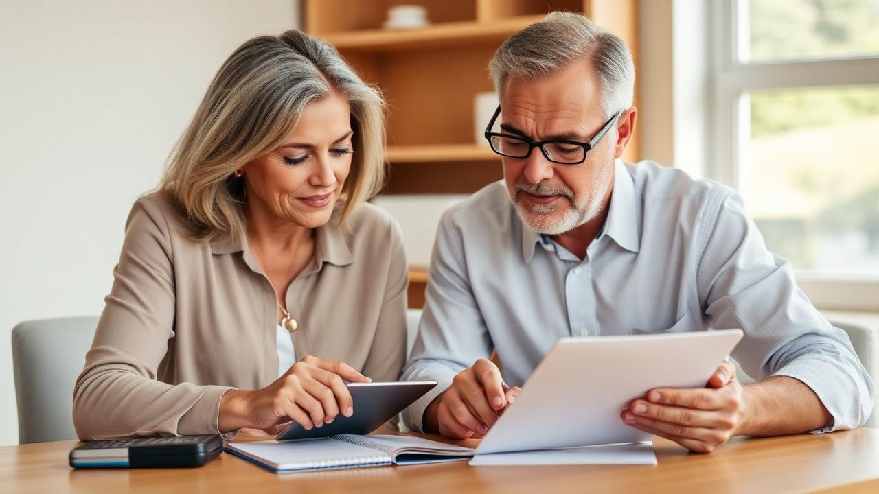 Casal organizando planejamento financeiro